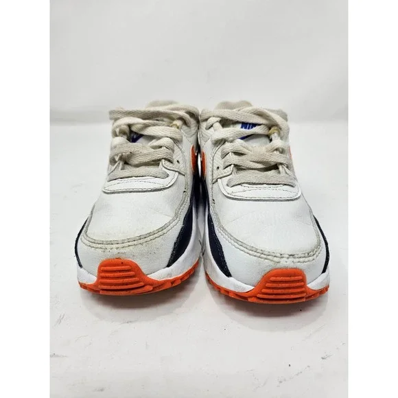 Nike Air Max 90‎ Toddler Shoes White Orange Blue Leather Sneakers Size 10C - Picture 3 of 8